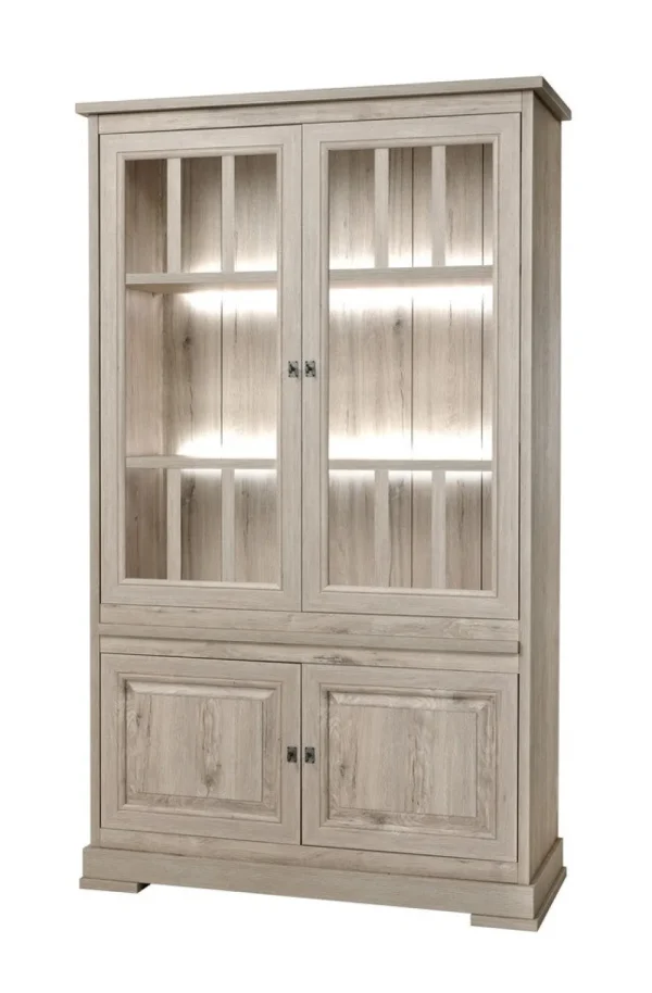 Meubar - Vitrine Kent - V6 - K540 - Millenium oak light - 126x211x50cm | Belga Meubelen Outlet