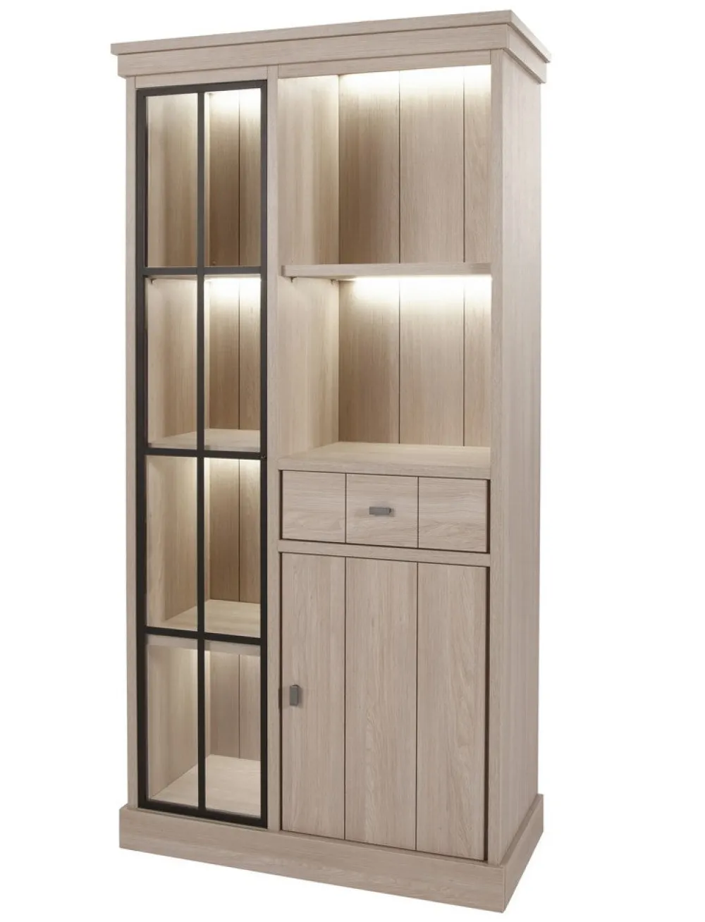meubar__vitrine__orange___0-1.webp Meubar - Vitrine Orange - V7L - K595 - Natuurlijke Elm - 104x209x50cm | Belga Meubelen Best