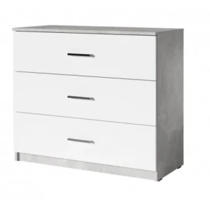 MLM - Commode Dakota - Wit/Beton - 3 laden - 104x82x42cm | Belga Meubelen Hot
