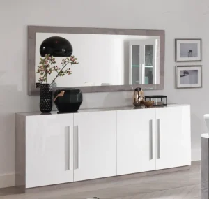 MLM - Dressoir Greta 4D - Wit/Beton - Twee kleuren - 208x85x47cm | Belga Meubelen Discount
