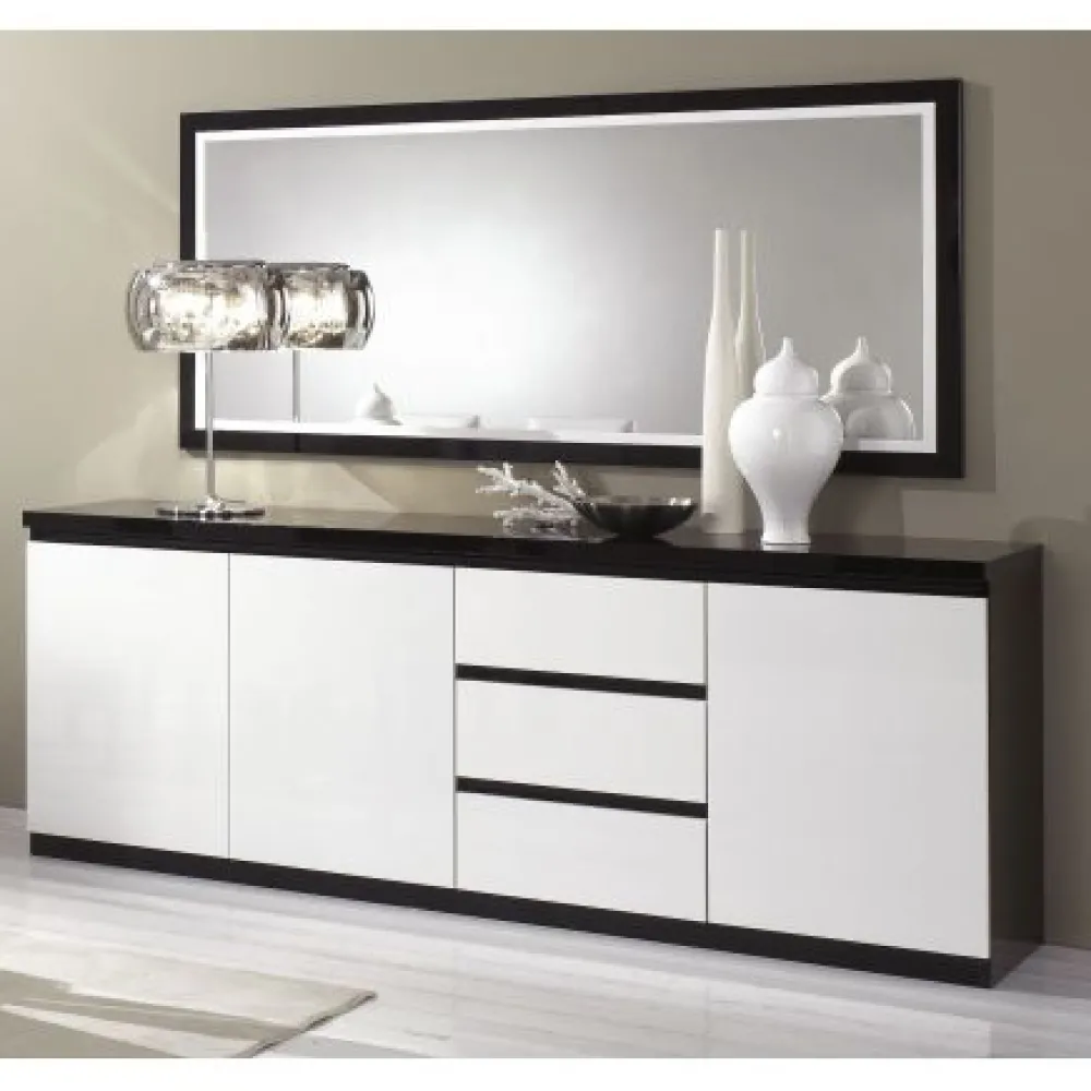 mlm__dressoir_roma__hoogg_0-1.webp MLM - Dressoir Roma - Hoogglans - Wit/Zwart - 220x83x50cm | Belga Meubelen Online