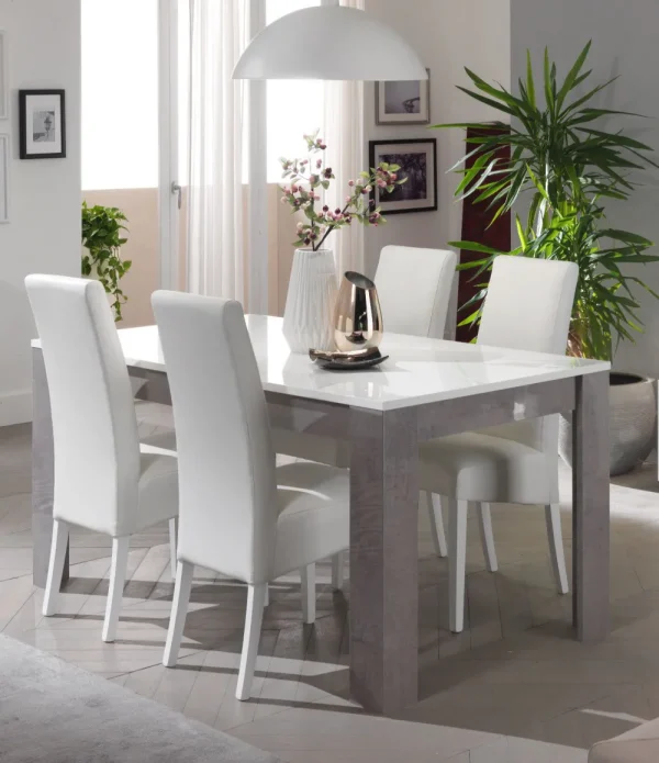 MLM - Eettafel Greta - Hoogglans - Beton/Wit - 160x77x90cm | Belga Meubelen Clearance