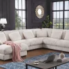 MLM - Hoeksalon Jasmine - Stof riblfuweel - Ecru - Links - 173x395x306 | Belga Meubelen Discount