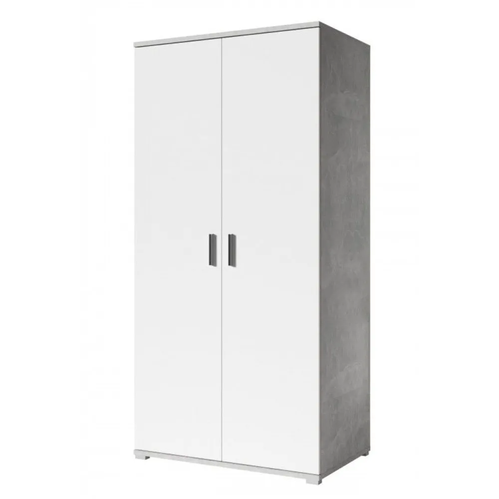 mlm__kleerkast_dakota___d_0.webp MLM - Kleerkast Dakota - 2 draaideuren - Wit/Beton - 100x218x63cm | Belga Meubelen Hot
