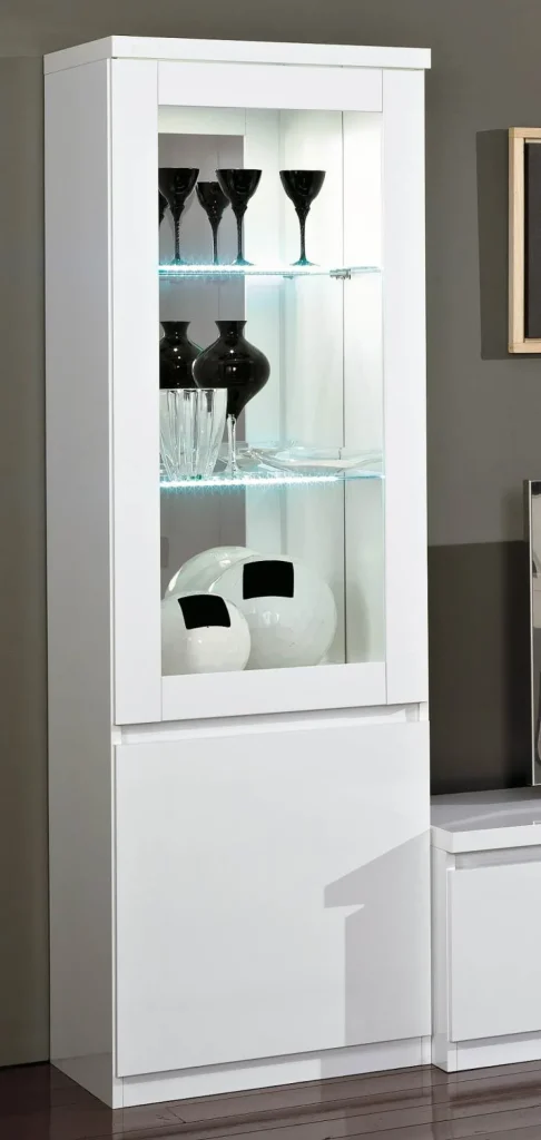 MLM - Kolomvitrine Roma - Hoogglans - Wit - 60x191x40cm | Belga Meubelen Clearance