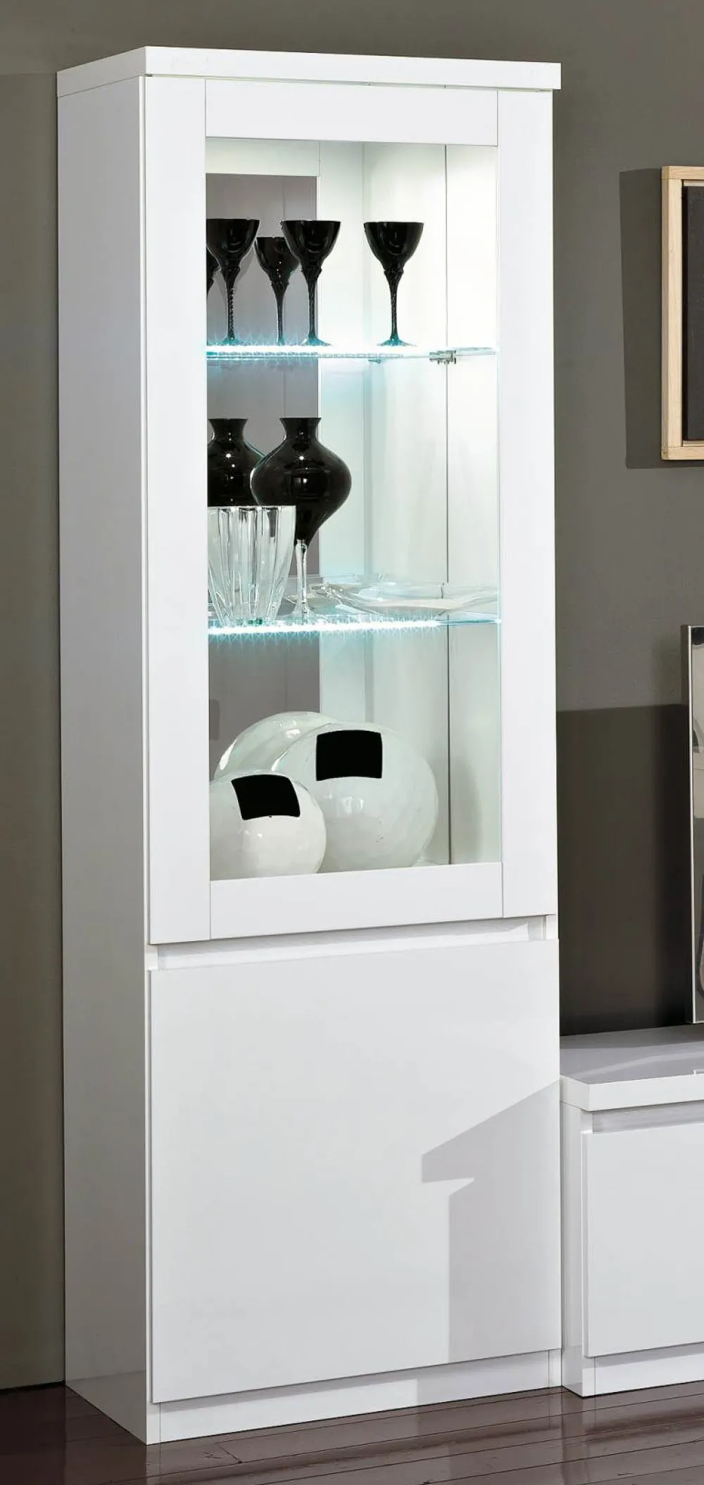 mlm__kolomvitrine_roma__h_0.webp MLM - Kolomvitrine Roma - Hoogglans - Wit - 60x191x40cm | Belga Meubelen Clearance