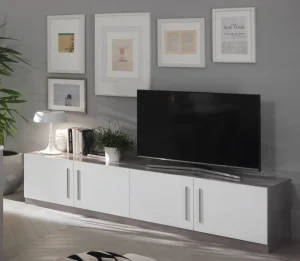 MLM - TV-Meubel Greta - Hoogglans - Wit/Beton - 208x45x47cm | Belga Meubelen Hot