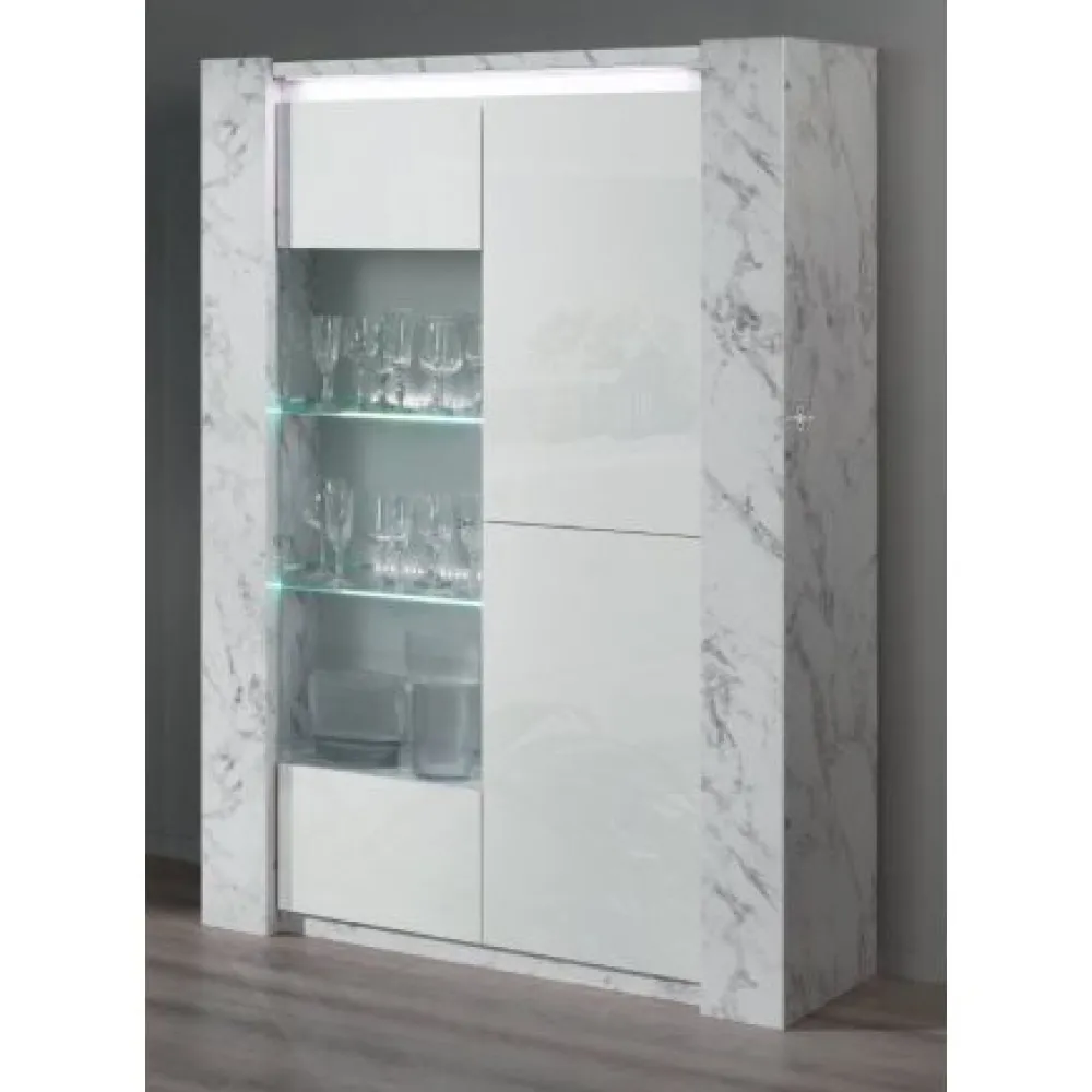 mlm__vitrine_vittoria__ho_0.webp MLM - Vitrine Vittoria - Hoogglans - Wit/Marmer - 120x180x50cm | Belga Meubelen Outlet