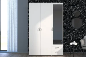 PST - Kleerkast Daily - 3 Draaideuren - Wit - 120x185x51cm | Belga Meubelen Outlet