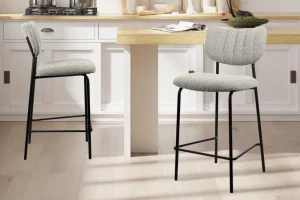 Rousseau - Barstoel Antura Stof Lichtgrijs - 97x46x53 cm | Belga Meubelen Online