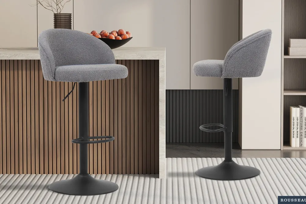 rousseau__barstoel_arda_b_0.webp Rousseau - Barstoel Arda Boucle - Lichtgrijs - 86x49x46 cm | Belga Meubelen New