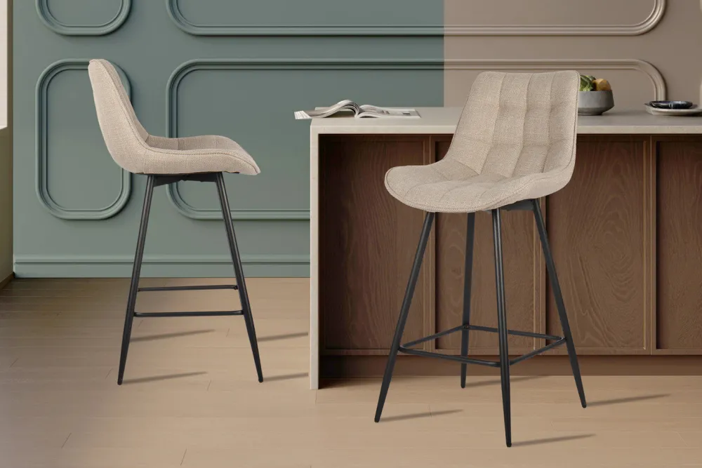 rousseau__barstoel_ariba__0.webp Rousseau - Barstoel Ariba Stof Beige - 93x46x55 cm | Belga Meubelen Sale