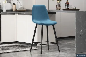 Rousseau - Barstoel Boy Fluweel Lichtblauw - 98x42x51.5 cm | Belga Meubelen Best
