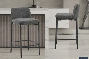 Rousseau - Barstoel Ella Stof Grijs - 85x37.5x46 cm | Belga Meubelen Best