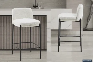 Rousseau - Barstoel Ella Stof Wit - 85x37.5x46 cm | Belga Meubelen Hot