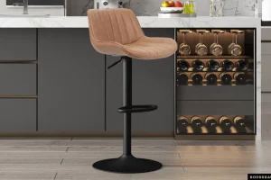 Rousseau - Barstoel Fenna - Stof - Cognac - Verstelbare Hoogte - 49x110x54cm | Belga Meubelen Hot