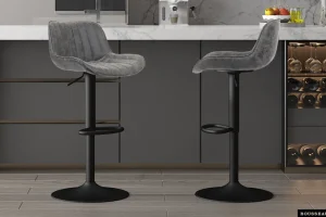 Rousseau - Barstoel Fenna PU Grijs - 84x48x49.5 cm | Belga Meubelen Outlet