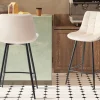 Rousseau - Barstoel Juta Fluweel Beige - 95x46x36 cm | Belga Meubelen New