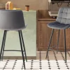 Rousseau - Barstoel Juta Fluweel Taupe - 95x46x36 cm | Belga Meubelen Outlet
