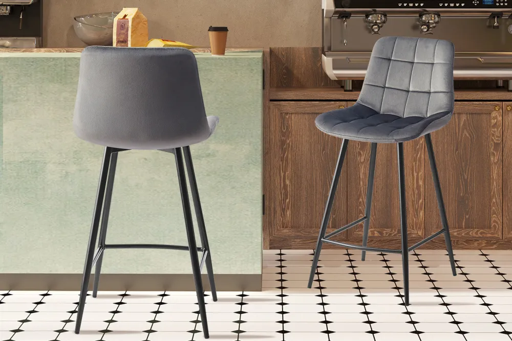 rousseau__barstoel_juta_f_0-2.webp Rousseau - Barstoel Juta Fluweel Taupe - 95x46x36 cm | Belga Meubelen Outlet