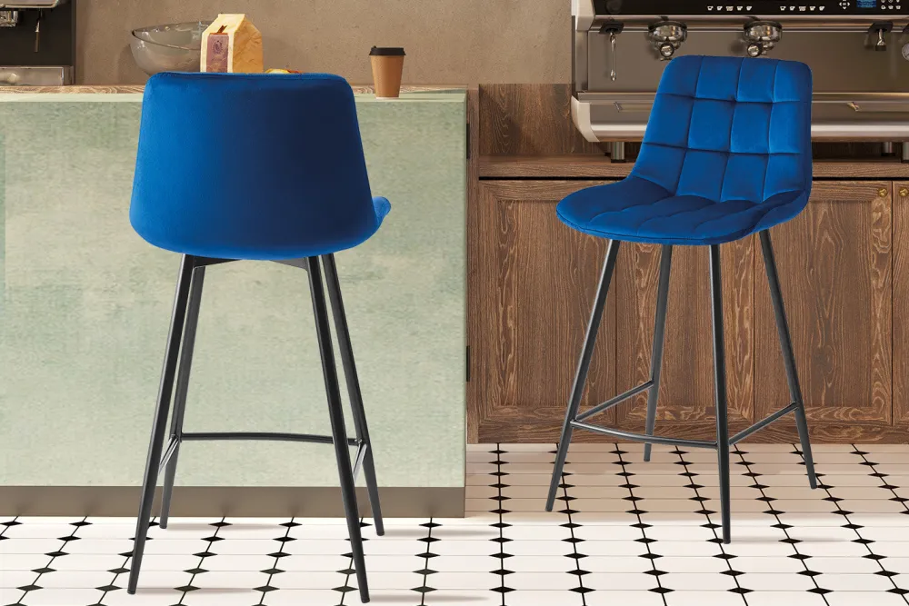 rousseau__barstoel_juta_f_0-6.webp Rousseau - Barstoel Juta Fluweel Blauw - 95x46x36 cm | Belga Meubelen Outlet