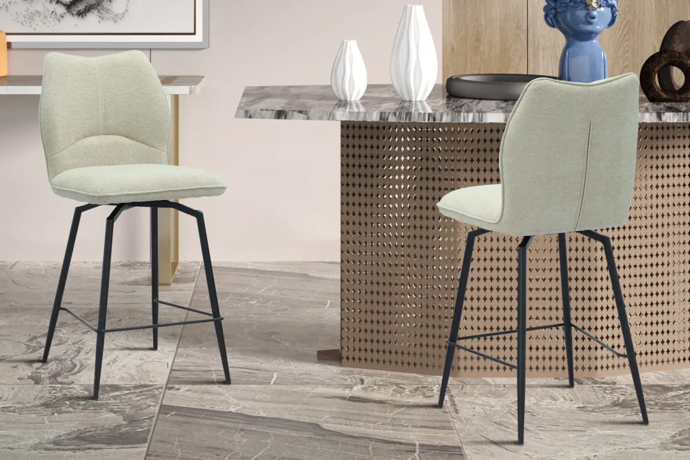rousseau__barstoel_lara___0.webp Rousseau - Barstoel Lara - Stof Ecru - 103x48x56 cm | Belga Meubelen Online