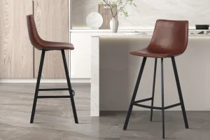 Rousseau - Barstoel Ozan PU Bruin - 108x49x47 cm | Belga Meubelen Clearance