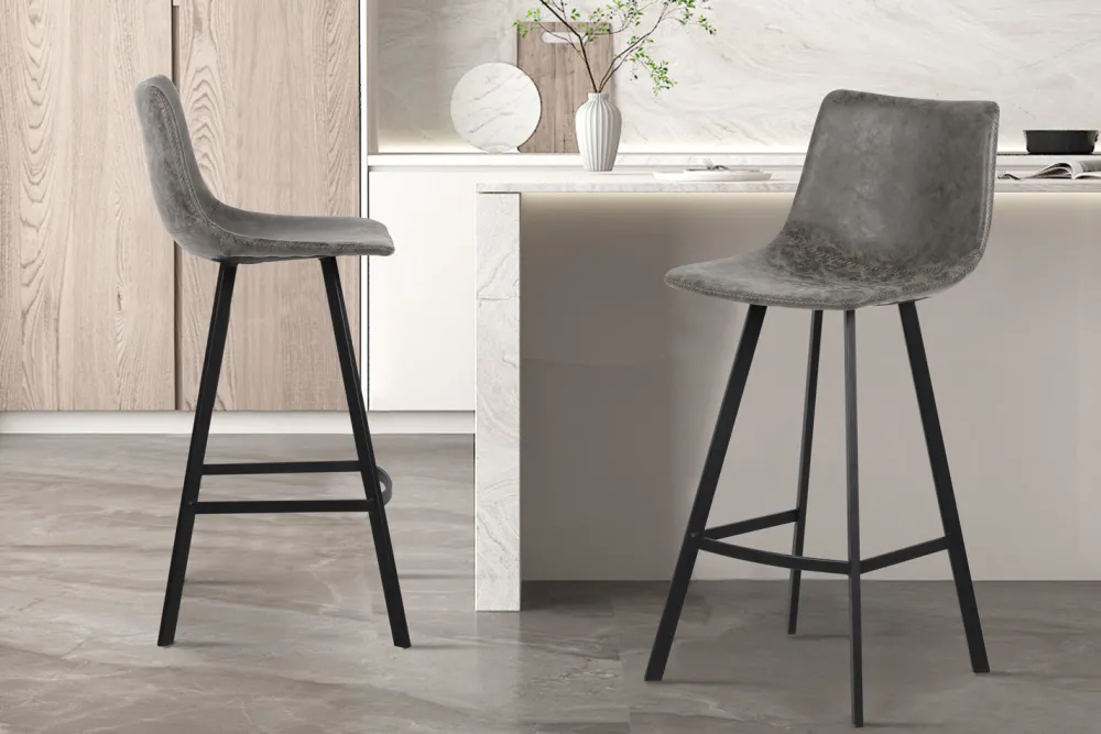 rousseau__barstoel_ozan_p_0-1.webp Rousseau - Barstoel Ozan PU Grijs - 108x49x47 cm | Belga Meubelen Best