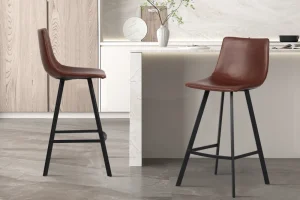 Rousseau - Barstoel Ozan PU Bruin - 98x45x49 cm | Belga Meubelen New