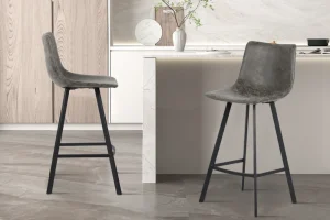 Rousseau - Barstoel Ozan PU Grijs - 98x45x49 cm | Belga Meubelen Hot