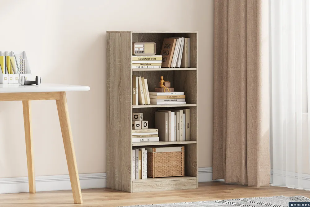 rousseau__boekenkast_spac_0-4.webp Rousseau - Boekenkast Space 3 legplanken Sonoma - 110x55x36 cm | Belga Meubelen Best