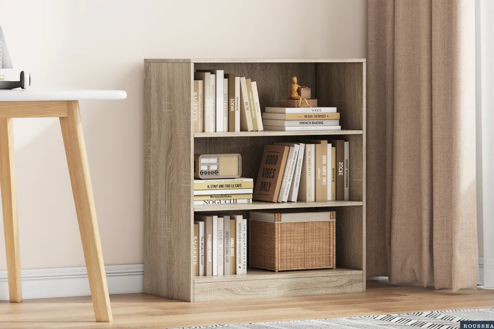 rousseau__boekenkast_spac_0-5.webp Rousseau - Boekenkast Space 2 legplanken Sonoma - 84x72x36 cm | Belga Meubelen Best