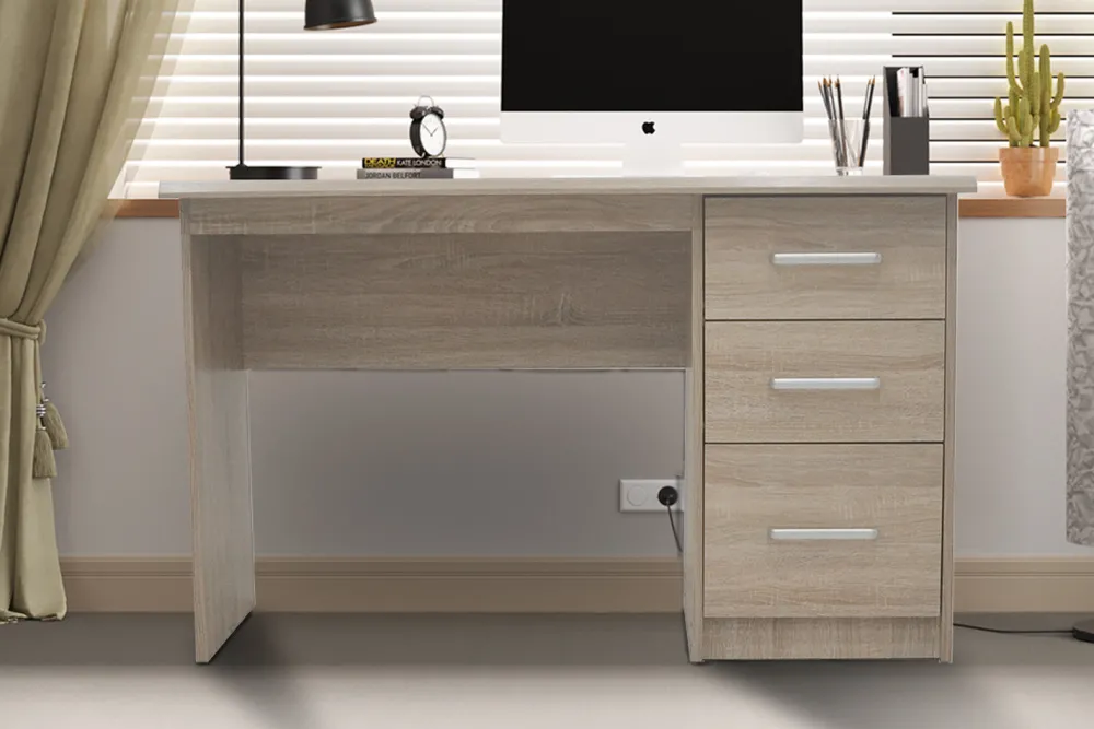 rousseau__bureau_mateo__l_0.webp Rousseau - Bureau Mateo 3 lades Sonoma - 75x121x60 cm | Belga Meubelen Best