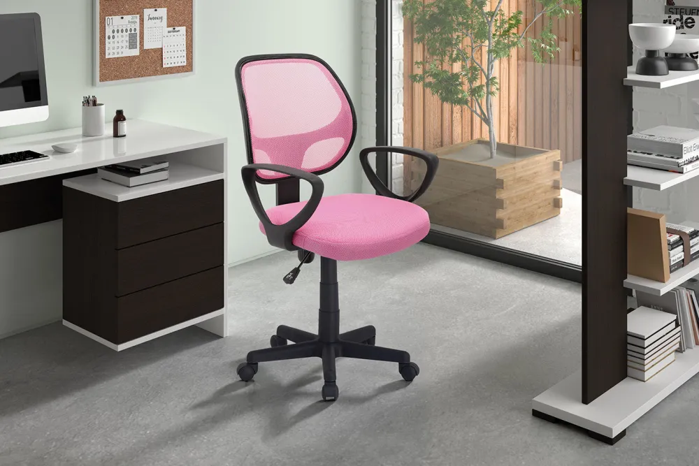 rousseau__bureaustoel_hip_0-3.webp Rousseau - Bureaustoel Hippa Mesh Roze - 86x58x53 cm | Belga Meubelen Clearance