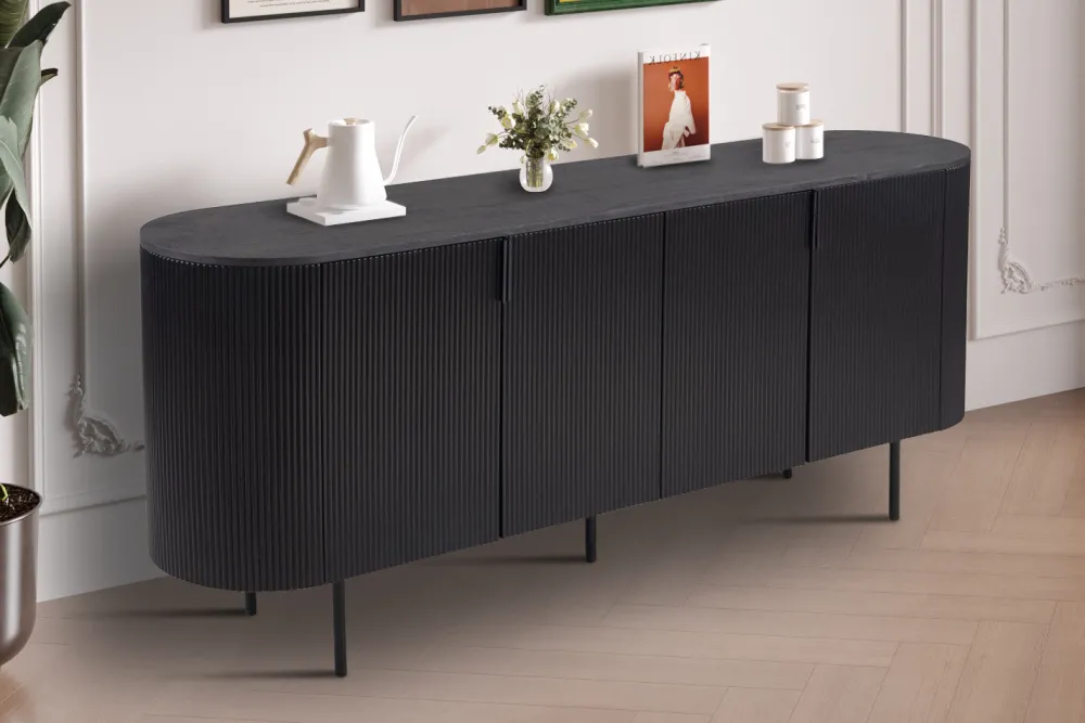 rousseau__dressoir_lagos__0.webp Rousseau - Dressoir Lagos 200 cm Decor Donkerbruin - 80x200x45 cm | Belga Meubelen New