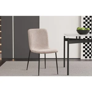 Rousseau - Eetkamerstoel Alice - Boucle - stof - Beige - 42x82x57cm | Belga Meubelen Clearance