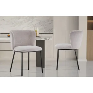 Rousseau - Eetkamerstoel Arthur - Stof - Beige - 52x76x54cm | Belga Meubelen Online
