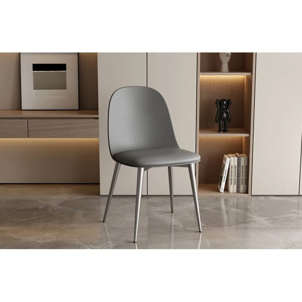 rousseau__eetkamerstoel_j_0-5.webp Rousseau - Eetkamerstoel Jasmin - PP/Kunstleder - Grijs - 51x81x44cm | Belga Meubelen Fashion