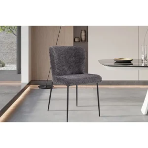 Rousseau - Eetkamerstoel Lisa - Boucle - stof - Antraciet - 50x85x62cm | Belga Meubelen Outlet