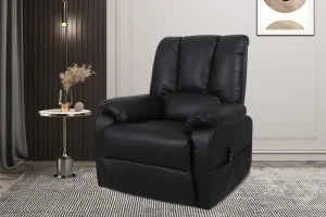 Rousseau - Electrische Relax met lift Osaka PU Zwart - 165x86x94 cm | Belga Meubelen Online
