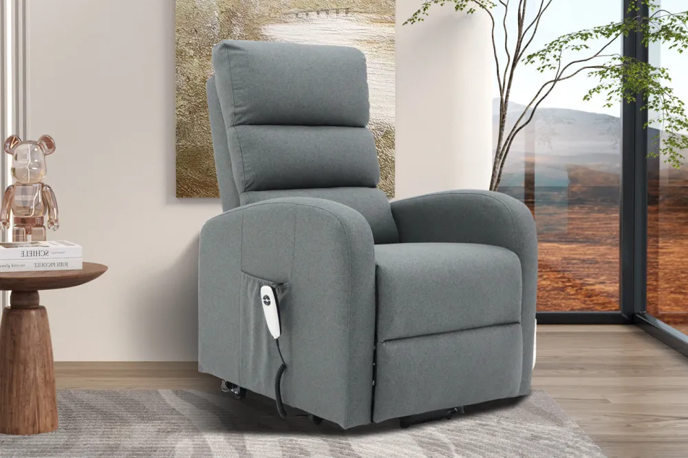 rousseau__electrische_rel_0-3.webp Rousseau - Electrische relax met lift Bruges Stof Donkergrijs - 106x73x85 cm | Belga Meubelen Hot