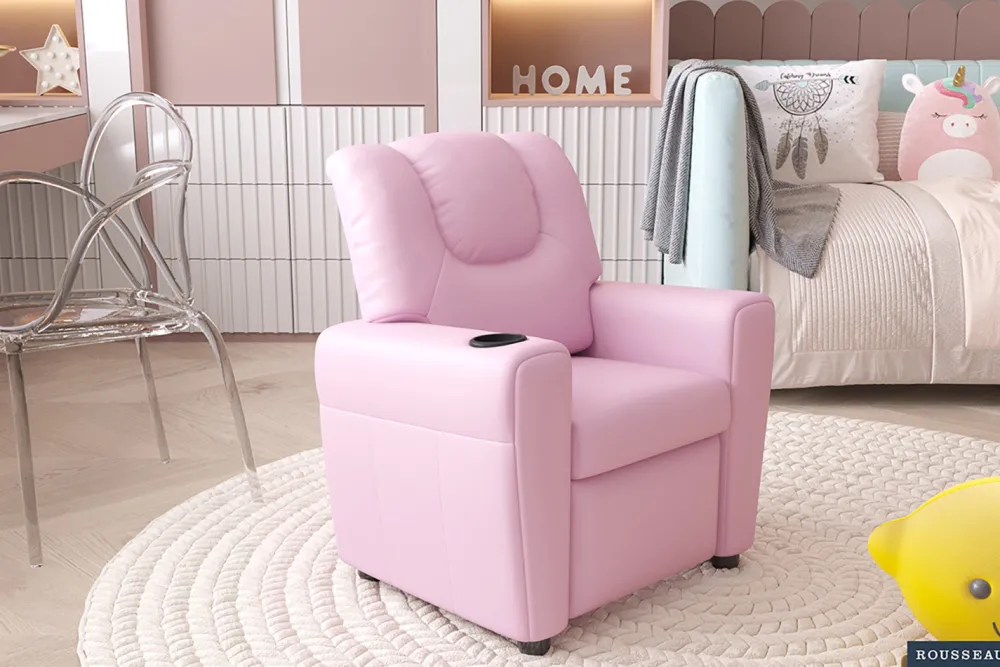 rousseau__minirelax_rene__0.webp Rousseau - Mini-Relax Rene - manueel verstelbaar PU Roze - 65x97x42 cm | Belga Meubelen Online