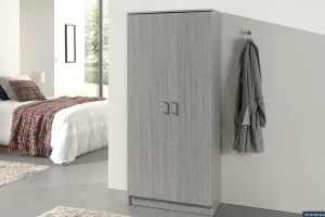 Rousseau - Opbergkast Ray 2 deuren en 4 legplanken Grijze eik - 180x80x40 cm | Belga Meubelen Outlet
