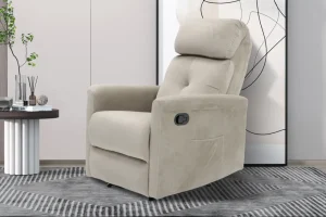 Rousseau - Relax Wuhan manueel verstelbaar Stof Taupe - 105x78x86 cm | Belga Meubelen Online