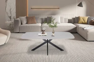 Rousseau - Salontafel Apollo 130 cm Deens Ovaal Steen Grijs - 45x130x70cm | Belga Meubelen Fashion