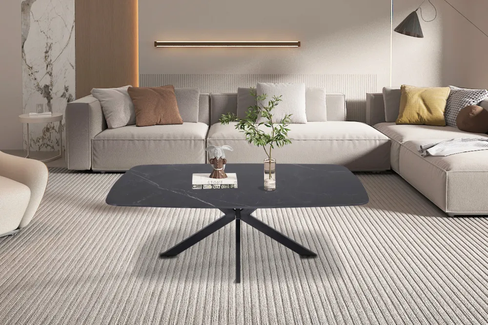 rousseau__salontafel_apol_0-2.webp Rousseau - Salontafel Apollo 130 cm Deens Ovaal Steen Zwart - 45x130x70cm | Belga Meubelen New