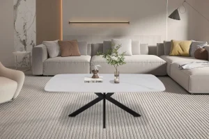 Rousseau - Salontafel Apollo 130 cm Deens Ovaal Steen Wit - 45x130x70cm | Belga Meubelen Best
