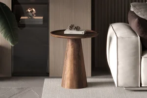Rousseau - Salontafel Jules 45x50 cm Rond Mango hout Lichtbruin - 50x45x45 cm | Belga Meubelen Hot