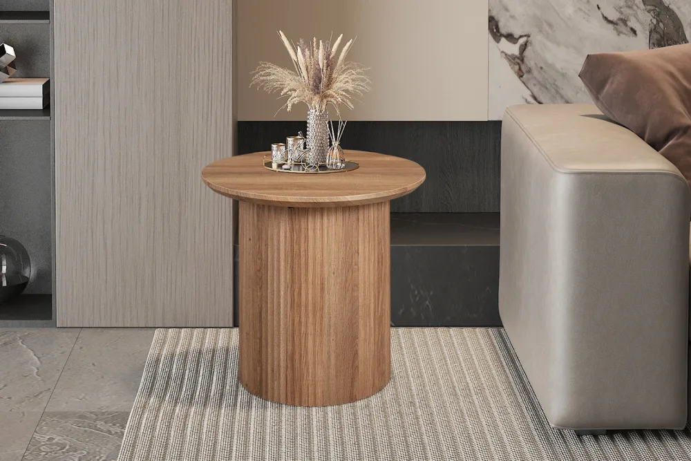 rousseau__salontafel_lago_0-3.webp Rousseau - Salontafel Lagos 50 cm Rond Decor Oude eik - 46x50x50 cm | Belga Meubelen Online