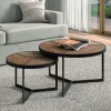 Rousseau - Salontafel Laveu - Set van 2 - Donkere Eik/Zwart - 70x40x70cm | Belga Meubelen Online
